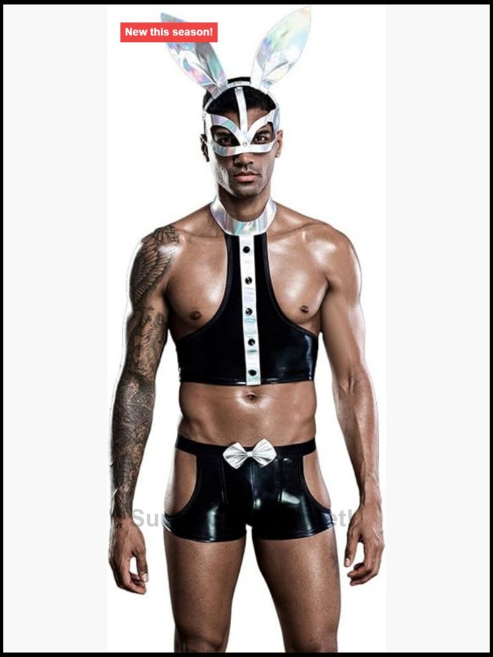 Sexy Men's Rabbit Cosplay Costume Role Play Nightclub Outfit Tops Boxer Briefs